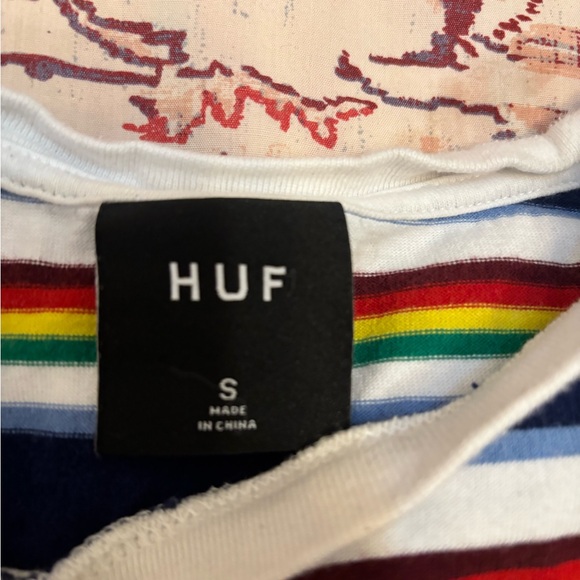 HUF Kids Navy Striped Tee with Multicolor Accents - Picture 2 of 2